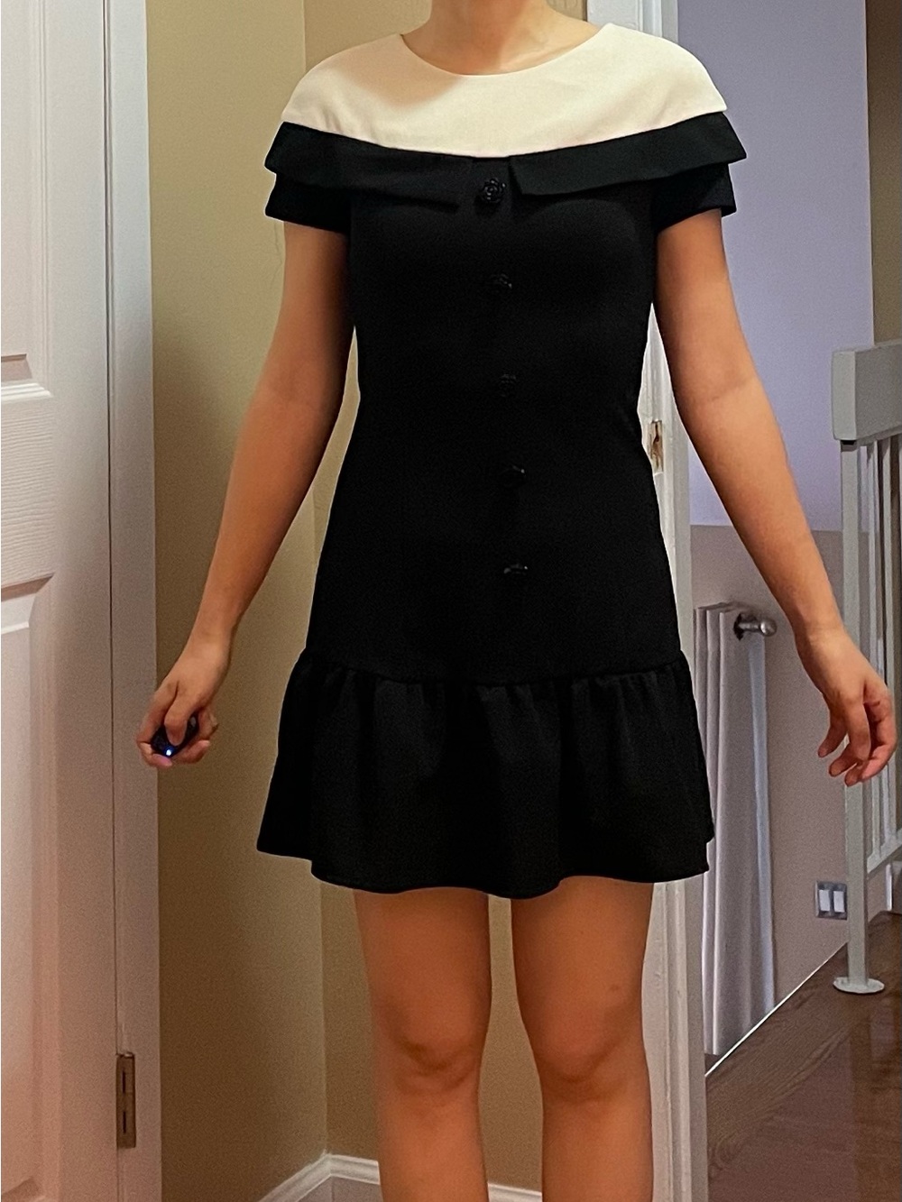 Women White/Black Mini Dress - Size S (Sale by 9/30/2026)